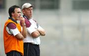 28 July 2007; Galway manager Ger Loughnane, right, and selector Louis Mulqueen watch the final moments of the game. Guinness All-Ireland Senior Hurling Championship Quarter-Final, Kilkenny v Galway, Croke Park, Dublin. Picture credit; Brendan Moran / SPORTSFILE