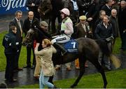 30 November 2014; Kalkir, with Ruby Walsh up, in the parade ring after winning The Bar One Racing Juvenile 3-Y-O Hurdle, Horse Racing from Fairyhouse, Co. Meath Picture credit: Piaras Ó Mídheach / SPORTSFILE