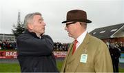 30 November 2014; Michael O'Leary, left, CEO of Ryanair, who sent out Lietenant Colonel with Bryan Cooper up, to win The Bar One Racing Hatton`s Grace Hurdle speaking  with owner of Zaidpour Rich Ricci after the race. Horse Racing from Fairyhouse, Co. Meath Picture credit: Barry Cregg / SPORTSFILE