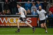 30 November 2014; Barry Tierney, Omagh St Enda's, left, turns to celebrate after scoring his side's first goal alongside team-mate Conor O'Donnell. AIB Ulster GAA Football Senior Club Championship Final, Omagh St Enda's v Slaughtneil, Athletic Grounds, Armagh. Picture credit: Oliver McVeigh / SPORTSFILE