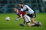 30 November 2014; Francis McEldowney, Slaughtneil, in action against Conor O'Donnell, Omagh St Enda's. AIB Ulster GAA Football Senior Club Championship Final, Omagh St Enda's v Slaughtneil, Athletic Grounds, Armagh. Picture credit: Oliver McVeigh / SPORTSFILE