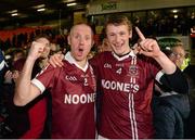 30 November 2014; Conan Cassidy and Brendan Rodgers, Slaughtneil, celebrate after the game. AIB Ulster GAA Football Senior Club Championship Final, Omagh St Enda's v Slaughtneil, Athletic Grounds, Armagh. Picture credit: Oliver McVeigh / SPORTSFILE