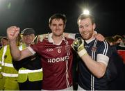 30 November 2014; Chrissy Mckaigue and Antoin McMullan, Slaughtneil, celebrate after the game. AIB Ulster GAA Football Senior Club Championship Final, Omagh St Enda's v Slaughtneil, Athletic Grounds, Armagh. Picture credit: Oliver McVeigh / SPORTSFILE