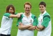 24 July 2007; Members of the Irish swimming team, from left, Clare Dawson, Florry O'Connell, and Kevin Stacey at the announcement of the Irish Team who will be competing in the World University Games. The 24th Universiade will take place in Bangkok, Thailand from August 7th - 18th, and Ireland will have approximately a 76 strong team competing in seven sports - Football, Golf, Tennis, Taekwando, Swimming, Fencing and Athletics. Pavillion Bar, Trinity College, Dublin. Picture credit: Pat Murphy / SPORTSFILE