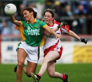 28 July 2007; Joline Donnelly, Tyrone, in action against Nicola Lacey, Donegal. TG4 Ladies All-Ireland Senior Football Championship, Group 3, Tyrone v Donegal. Healy Park, Omagh, Co. Tyrone. Picture credit; Oliver McVeigh / SPORTSFILE