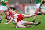 28 July 2007; Linda Donnelly, Tyrone, in action against Aoife Watters, Donegal. TG4 Ladies All-Ireland Senior Football Championship, Group 3, Tyrone v Donegal. Healy Park, Omagh, Co. Tyrone. Picture credit; Oliver McVeigh / SPORTSFILE