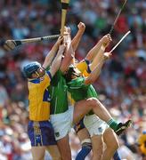 29 July 2007; Ollie Moran and Brian Begley, Limerick, in action against Frank Lohan and Gerry Quinn, Clare. Guinness All-Ireland Senior Hurling Championship Quarter-Final, Clare v Limerick, Croke Park, Dublin. Picture credit; David Maher / SPORTSFILE