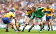 29 July 2007; Donie Ryan, Limerick, in action against Gerry O'Grady, left, and Kevin Dilleen, Clare. Guinness All-Ireland Senior Hurling Championship Quarter-Final, Clare v Limerick, Croke Park, Dublin. Picture credit; Brendan Moran / SPORTSFILE