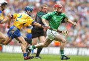 29 July 2007; Andrew O'Shaughnessy, Limerick, in action against Gerry O'Grady, Clare. Guinness All-Ireland Senior Hurling Championship Quarter-Final, Clare v Limerick, Croke Park, Dublin. Picture credit; Brendan Moran / SPORTSFILE