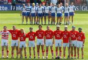29 July 2007; The Cork and Waterford teams stand together during the playing of the National Anthem. Guinness All-Ireland Senior Hurling Championship Quarter-Final, Cork v Waterford, Croke Park, Dublin. Picture credit; David Maher / SPORTSFILE