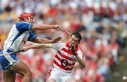 29 July 2007; Seamus Prendergast, Waterford, contests a dropping ball with Donal Og Cusack, Cork. Guinness All-Ireland Senior Hurling Championship Quarter-Final, Cork v Waterford, Croke Park, Dublin. Picture credit; Brendan Moran / SPORTSFILE