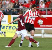 29 July 2007; Ruaidhri Higgins, Derry City, in action against Derek Glynn, Galway United. eircom League of Ireland Premier Division, Derry City v Galway United, Brandywell, Derry. Picture credit; Oliver McVeigh / SPORTSFILE