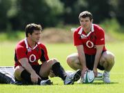 30 July 2007; Ireland's David Wallace and Gordon D'Arcy sit out squad training. Ireland Rugby Squad Training, University of Limerick, Limerick. Picture credit: Kieran Clancy / SPORTSFILE