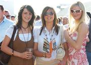 30 July 2007; Race fans, from left, Deirdre Quinn, Cathrine MacNeill, both from Down, and Helena O'Brien, Mayo, enjoy a day at the races. Galway Racecourse, Ballybrit, Co. Galway. Picture credit; Pat Murphy / SPORTSFILE