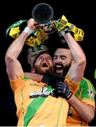 9 February 2014; Two Mile House captain Niall Browne, left, and team-mate Aidan Casey celebrate with the cup following the AIB GAA Football All Ireland Junior Club Championship Final match between Two Mile House, Kildare and Fuerty, Roscommon at Croke Park in Dublin. Photo by Sportsfile