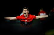 22 February 2014; Paul Geaney, University College Cork, celebrates at the final whistle. Irish Daily Mail Sigerson Cup, Final, University of Ulster Jordanstown v University College Cork, The Dub, Queen's University, Belfast, Co. Antrim. Picture credit: Oliver McVeigh / SPORTSFILE