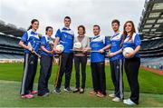 3 December 2014; Pictured at the launch of the 2015 Liberty Insurance GAA National Games Development Conference are, from left, Monaghan ladies footballer Laura McEneaney, Wexford rounders player Sarah McGuinness, Meath footballer Paddy O'Rourke, former World Champion, European Champion and World Cross Country Champion Sonia O’Sullivan, Kilkenny hurler Richie Hogan, Dublin handballer Cian O'Dalaigh and Monaghan ladies footballer Laura McEneaney. The theme for the conference, which takes place in Croke Park on January 9th and 10th, is “Putting Youth into Perspective”. Sonia O’Sullivan is the Liberty Insurance guest speaker at the conference, and will be presenting on the topic of Motivating and Maintaining Youth Participation in Sport. Croke Park, Dublin. Picture credit: Ramsey Cardy / SPORTSFILE