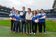 3 December 2014; Pictured at the launch of the 2015 Liberty Insurance GAA National Games Development Conference are, from left, Meath footballer Paddy O'Rourke, Dublin camogie player Louise O'Hara, Wexford rounders player Sarah McGuinness, Liberty Insurance Sponsorship Executive Joe Canning, former World Champion, European Champion and World Cross Country Champion Sonia O’Sullivan, Monaghan ladies footballer Laura McEneaney, Kilkenny hurler Richie Hogan and Dublin handballer Cian O'Dalaigh. The theme for the conference, which takes place in Croke Park on January 9th and 10th, is “Putting Youth into Perspective”. Sonia O’Sullivan is the Liberty Insurance guest speaker at the conference, and will be presenting on the topic of Motivating and Maintaining Youth Participation in Sport. Croke Park, Dublin. Picture credit: Ramsey Cardy / SPORTSFILE