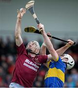 2 November 2014; Donal McNaughton, Cushendall Ruairi Óg, in action against Conor O'Neill, Portaferry. AIB Ulster GAA Hurling Senior Club Championship Final, Portaferry v Cushendall  Ruairi Óg, Owenbeg Centre of Excellence, Dungiven, Derry. Picture credit: Oliver McVeigh / SPORTSFILE