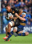 19 October 2014; Nathan Hughes, Wasps, is tackled by Dominic Ryan, Leinster. European Rugby Champions Cup 2014/15, Pool 2, Round 1, Leinster v Wasps. RDS, Ballsbridge, Dublin. Picture credit: Stephen McCarthy / SPORTSFILE