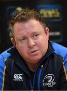 4 December 2014; Leinster head coach Matt O'Connor during a press conference ahead of their European Rugby Champions Cup 2014/15, Pool 2, Round 3, game against Harlequins on Sunday. Leinster Rugby Press Conference, Leinster Rugby HQ, UCD, Belfield, Dublin. Picture credit: Stephen McCarthy / SPORTSFILE