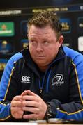 4 December 2014; Leinster head coach Matt O'Connor during a press conference ahead of their European Rugby Champions Cup 2014/15, Pool 2, Round 3, game against Harlequins on Sunday. Leinster Rugby Press Conference, Leinster Rugby HQ, UCD, Belfield, Dublin. Picture credit: Stephen McCarthy / SPORTSFILE