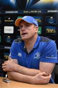 4 December 2014; Leinster's Jamie Heaslip during a press conference ahead of their European Rugby Champions Cup 2014/15, Pool 2, Round 3, game against Harlequins on Sunday. Leinster Rugby Press Conference, Leinster Rugby HQ, UCD, Belfield, Dublin. Picture credit: Stephen McCarthy / SPORTSFILE