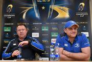 4 December 2014; Leinster's Jamie Heaslip and head coach Matt O'Connor during a press conference ahead of their European Rugby Champions Cup 2014/15, Pool 2, Round 3, game against Harlequins on Sunday. Leinster Rugby Press Conference, Leinster Rugby HQ, UCD, Belfield, Dublin. Picture credit: Stephen McCarthy / SPORTSFILE