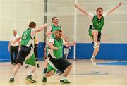 15 June 2014; Team Connaught men's Basketball players, from left to right, Paul Dalton, Athlone, William Casserley, Laurel Park, Galway, Christy West, Athlone, and Darragh Shaughnessy, Corrandulla, Co. Galway, celebrate at the final buzzer after defeating Team Ulster in their Division 2 Final. Special Olympics Ireland Games, University of Limerick, Limerick. Picture credit: Diarmuid Greene / SPORTSFILE