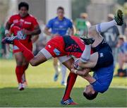 6 April 2014; Delon Armitage, Toulon, is tackled by Brian O'Driscoll, Leinster. Heineken Cup, Quarter-Final, Toulon v Leinster. Stade Félix Mayol, Toulon, France. Picture credit: Roberto Bregani / SPORTSFILE