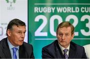 5 December 2014; In attendance at the announcement of the Irish Rugby Football Union, Irish Government and the Northern Ireland Executives' intention to submit a bid to host the 2023 Rugby World Cup in Ireland are An Taoiseach Enda Kenny TD, right, and Philip Browne, IRFU Chief Executive. Royal School, College Hill, Armagh. Picture credit: Oliver McVeigh / SPORTSFILE