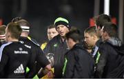 5 December 2014; Munster A head coach Mick O'Driscoll with his players before the start of the match. British & Irish Cup Round 5, Munster A v Worcester Warriors. Cork Institute of Technology, Cork. Picture credit: Matt Browne / SPORTSFILE