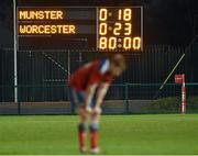 5 December 2014; A general view of the scoreboard at the end of the game. British & Irish Cup Round 5, Munster A v Worcester Warriors. Cork Institute of Technology, Cork. Picture credit: Matt Browne / SPORTSFILE