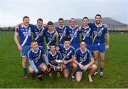 6 December 2014; St Mary's players, back row, from left, Darragh O'Sullivan, Paul O'Donoghue, Anthony Cournane, Daniel Daly, Shane Horgan, Patrick Cournane and Bryan Sheehan, with, front row, from left, Denis Daly, Sean Cournane, Jack Daly and Conor Quirke following their South Kerry Championship Final victory. South Kerry Championship Final Replay, St Mary's v Waterville. Con Keating Park, Cahersiveen, Co. Kerry. Picture credit: Stephen McCarthy / SPORTSFILE