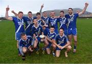 6 December 2014; St Mary's players, back row, from left, Darragh O'Sullivan, Paul O'Donoghue, Anthony Cournane, Daniel Daly, Shane Horgan, Patrick Cournane and Bryan Sheehan, with, front row, from left, Denis Daly, Sean Cournane, Jack Daly and Conor Quirke following their South Kerry Championship Final victory. South Kerry Championship Final Replay, St Mary's v Waterville. Con Keating Park, Cahersiveen, Co. Kerry. Picture credit: Stephen McCarthy / SPORTSFILE