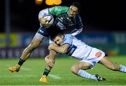 6 December 2014; Bundee Aki, Connacht, is tackled by Pierre Sayerse, Bayonne. European Rugby Challenge Cup 2014/15, Pool 2, Round 3, Connacht v Bayonne, The Sportsground, Galway. Photo by Sportsfile