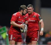 6 December 2014; Duncan Casey, left, Munster, speaks to David Kilcoyne before a lineout. European Rugby Champions Cup 2014/15, Pool 1, Round 3, Munster v ASM Clermont Auvergne, Thomond Park, Limerick.  Picture credit: Diarmuid Greene / SPORTSFILE