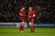 6 December 2014; Munster's CJ Stander and BJ Botha in conversation during the game. European Rugby Champions Cup 2014/15, Pool 1, Round 3, Munster v ASM Clermont Auvergne, Thomond Park, Limerick.  Picture credit: Diarmuid Greene / SPORTSFILE
