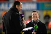 6 December 2014; Former Ireland and Leinster player, and current BT Sport analyst, Brian O'Driscoll. European Rugby Champions  Cup 2014/15, Pool 3, Round 3, Ulster v Scarlets, Kingspan Stadium, Ravenhill Park, Belfast, Co. Antrim.  Picture credit: Oliver McVeigh / SPORTSFILE