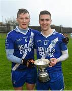 6 December 2014; St Mary's Denis and Daniel Daly with the Jack Murphy Cup following their South Kerry Championship Final victory. South Kerry Championship Final Replay, St Mary's v Waterville. Con Keating Park, Cahersiveen, Co. Kerry. Picture credit: Stephen McCarthy / SPORTSFILE