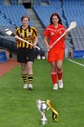 30 July 2007; Under 16A captains, Kate McDonald, Kilkenny, left, and Catherine O'Brien, Cork, at a photocall ahead of the All-Ireland Under 16A Camogie Championship Final and the All-Ireland Under 16B Camogie Championship Final. Croke Park, Dublin. Picture credit: Brian Lawless / SPORTSFILE