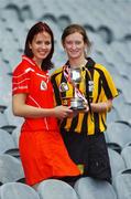 30 July 2007; Under 16A captains, Catherine O'Brien, Cork, left, and Kate McDonald, Kilkenny, at a photocall ahead of the All-Ireland Under 16A Camogie Championship Final and the All-Ireland Under 16B Camogie Championship Final. Croke Park, Dublin. Picture credit: Brian Lawless / SPORTSFILE