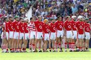 29 July 2007; The Cork team stand during the singing of the National Anthem. Guinness All-Ireland Senior Hurling Championship Quarter-Final, Cork v Waterford, Croke Park, Dublin. Picture credit; Ray McManus / SPORTSFILE