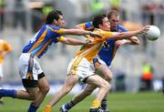 4 August 2007; Wicklow's Tony Hannon and Dara O'Hannaidh in action against Antrim's Michael McCann. Tommy Murphy Cup Final, Wicklow v Antrim, Croke Park, Dublin. Picture credit; Oliver McVeigh / SPORTSFILE