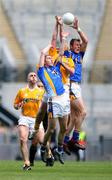 4 August 2007; Wicklow's James Stafford and Dara O'Hannaidh contest a high ball with Antrim's Joe Quinn. Tommy Murphy Cup Final, Wicklow v Antrim, Croke Park, Dublin. Picture credit; Oliver McVeigh / SPORTSFILE