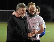 5 December 2014; Sean Kelly from Rush, Co. Dublin with Dr. James Reilly, Minister for Children and Youth Affairs. Late Night Leagues Dublin Metropolitan Region Finals, Irishtown Stadium, Ringsend, Dublin. Photo by Sportsfile