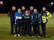 5 December 2014; In attendance at the Late Night Leagues are, back row from left, Garda Sergeant Joe O'Flaherty, Garda Tommy Carr, Garda Dan Darcy, all Mountjoy Station and Garda Sergeant Karl Murray, Store Street Station, with, front row, Daniel Conroy, from Templeogue, Emma Reilly, from Tallaght, and Karl Fitzgerald, from Tallaght. Late Night Leagues Dublin Metropolitan Region Finals, Irishtown Stadium, Ringsend, Dublin. Picture credit: Piaras O Midheach / SPORTSFILE