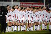 6 December 2014; The Ulster players observe a minute's silence for the late Jack Kyle, former Ulster and Ireland captain. European Rugby Champions Cup 2014/15, Pool 3, Round 3, Ulster v Scarlets, Kingspan Stadium, Ravenhill Park, Belfast, Co. Antrim. Picture credit: Oliver McVeigh / SPORTSFILE