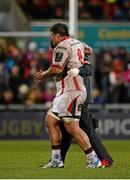 6 December 2014; Nick Williams, Ulster, going off injured. European Rugby Champions Cup 2014/15, Pool 3, Round 3, Ulster v Scarlets, Kingspan Stadium, Ravenhill Park, Belfast, Co. Antrim. Picture credit: Oliver McVeigh / SPORTSFILE