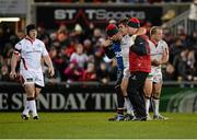 6 December 2014; Wiehahn Herbst, Ulster,going off injured. European Rugby Champions Cup 2014/15, Pool 3, Round 3, Ulster v Scarlets, Kingspan Stadium, Ravenhill Park, Belfast, Co. Antrim. Picture credit: Oliver McVeigh / SPORTSFILE
